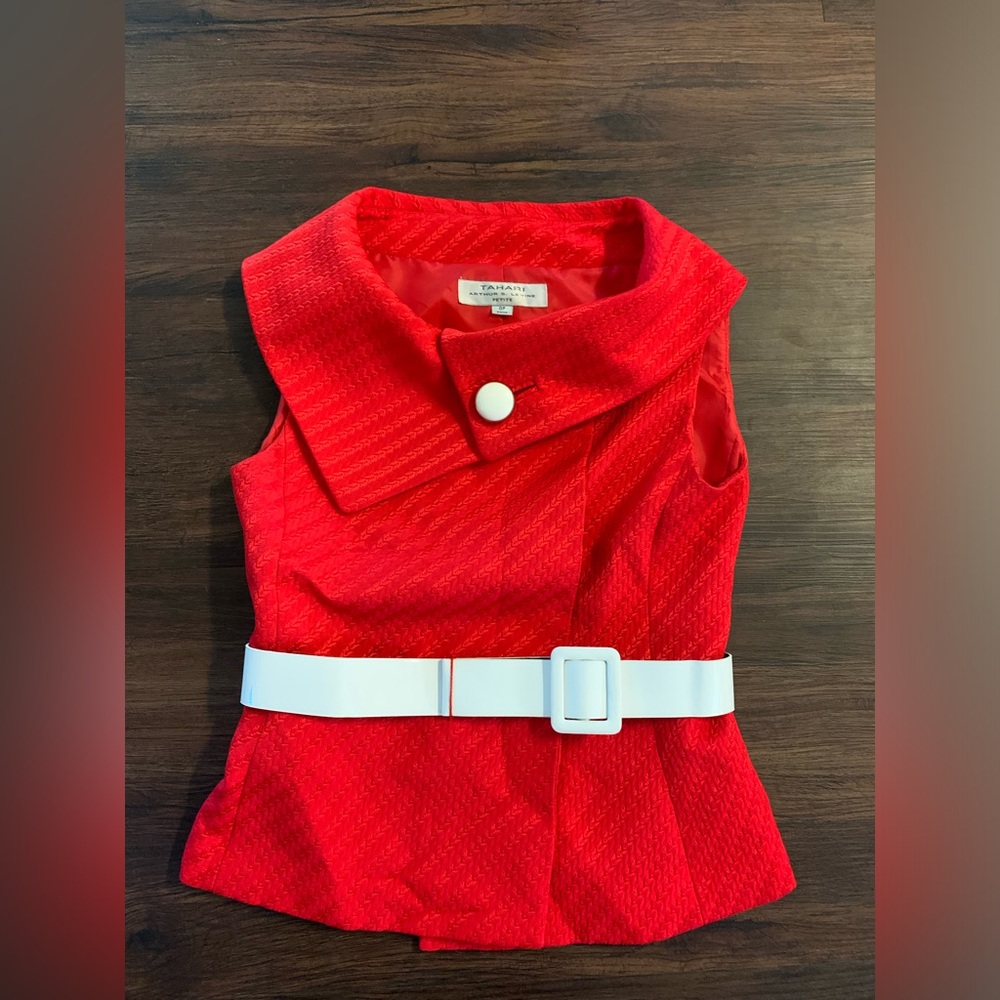Red vest with white belt